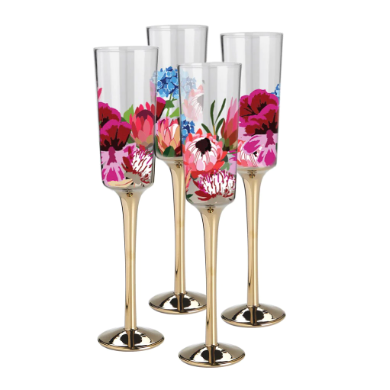 Botanic blooms champagne flutes set 4