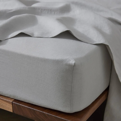 Ravello linen fitted sheet silver king